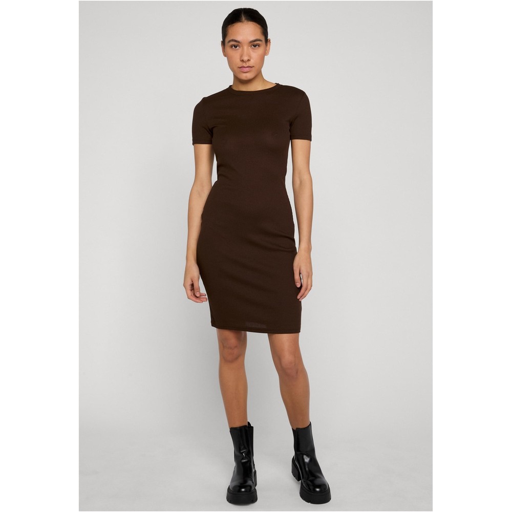 Urban Classics - Basic Slim Fit TShirt Dress Kurzes Kleid - Braun